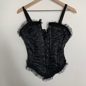 Vintage Raven Black Corset Spider Web Size Small Womens New Deadstock